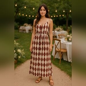 LINE & Dot Summer Geometric Lace Maxi Dress with pockets